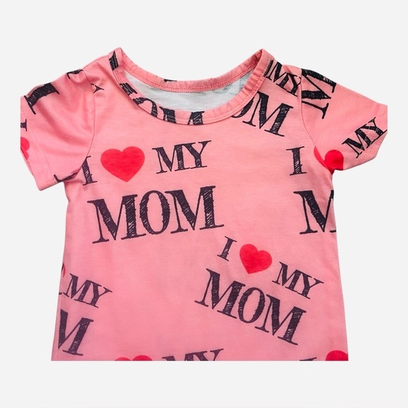 Baby Girl9- 12 Months Pink 'I Love My Mom' Baby Romper short sleeve snap closure - Picture 2 of 8